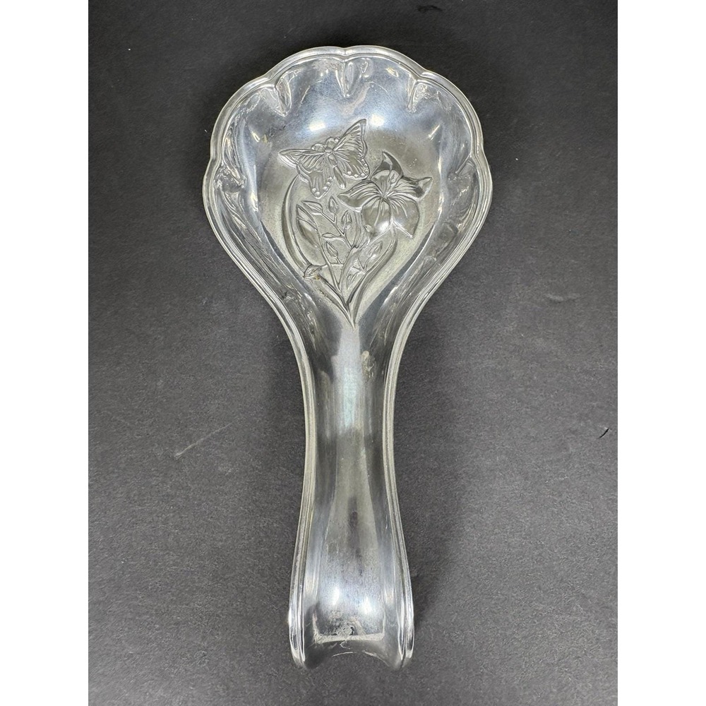 Lenox Butterfly Meadow Metal Spoon Rest Butterfly Floral Silver Tone